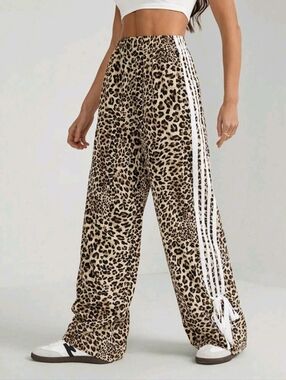 SHEIN Tall Leopard Print Side Bowknot Pants Size S